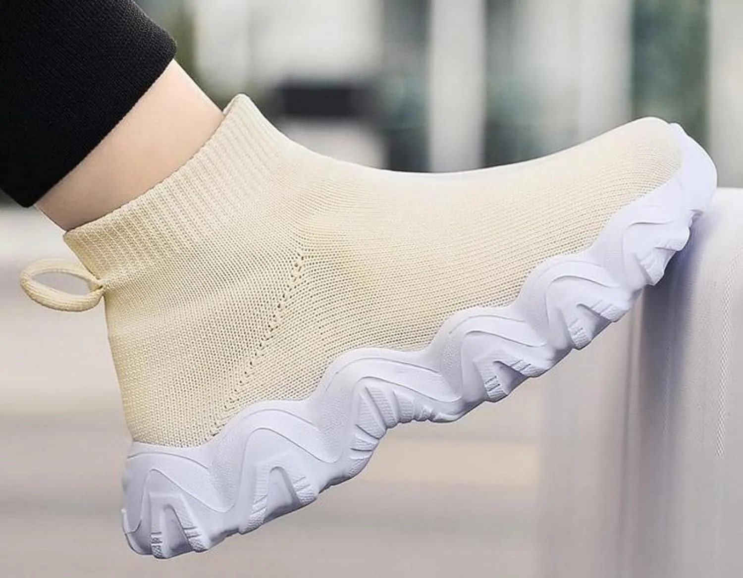 FUNCOS Slip On High Top Sneakers for Boys & Girls - Breathable Knit Walking Shoes, Lightweight Unisex Sports Sneakers with Arch Support