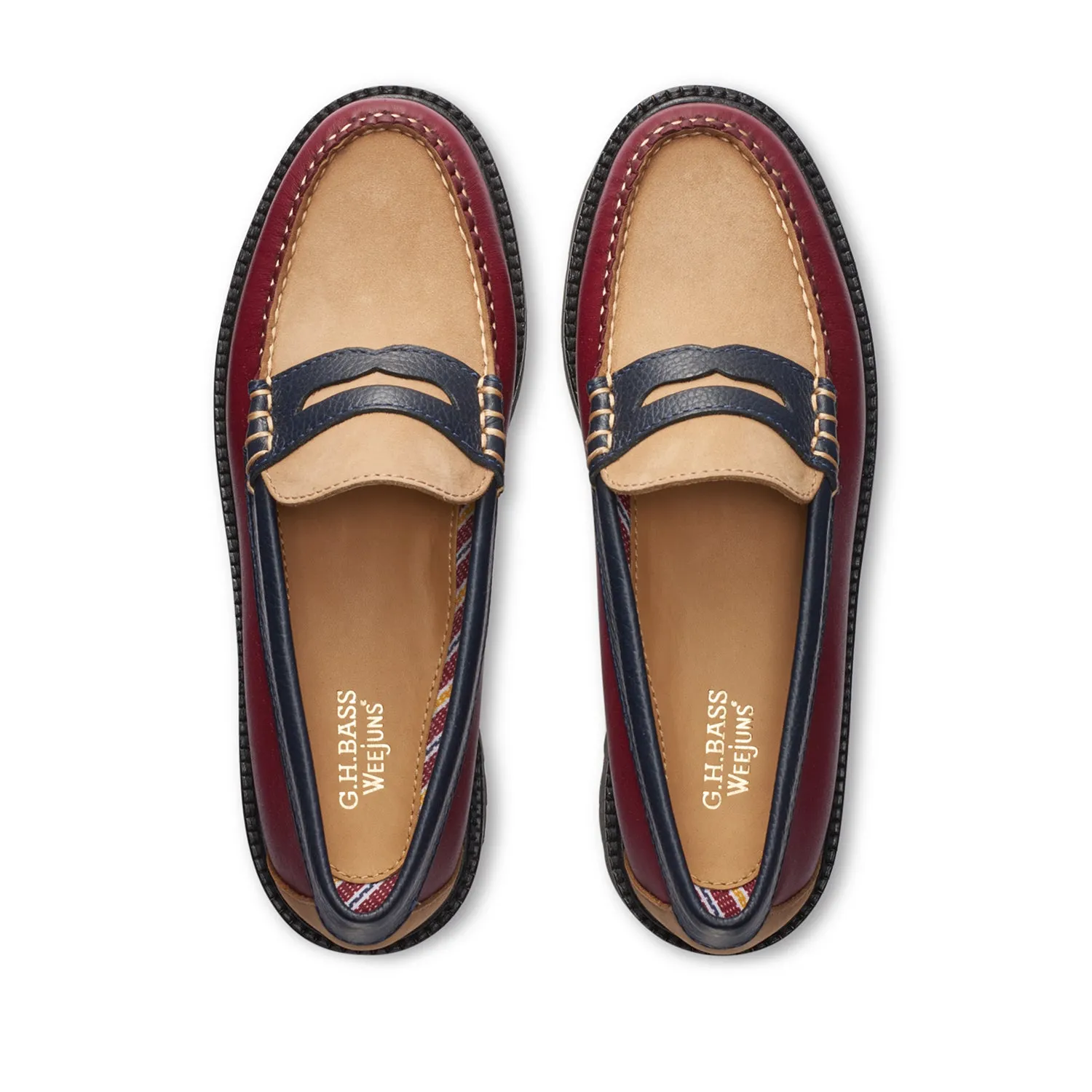 G.H. Bass Women's Whitney Tricolor Super Lug Weejun in Wine