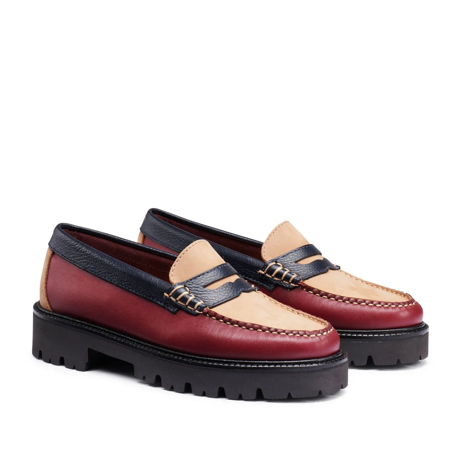G.H. Bass Women's Whitney Tricolor Super Lug Weejun in Wine