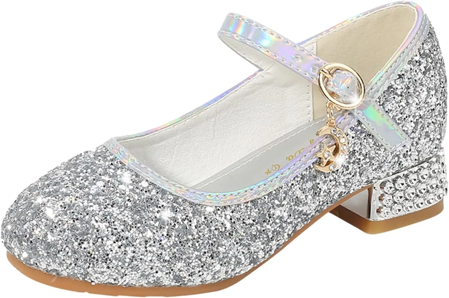 Girls Kids Gold Glitter Dress Dance Shoes High Heels Sandals Light Breathable Baby Rubber Sole Non Slip Shoes