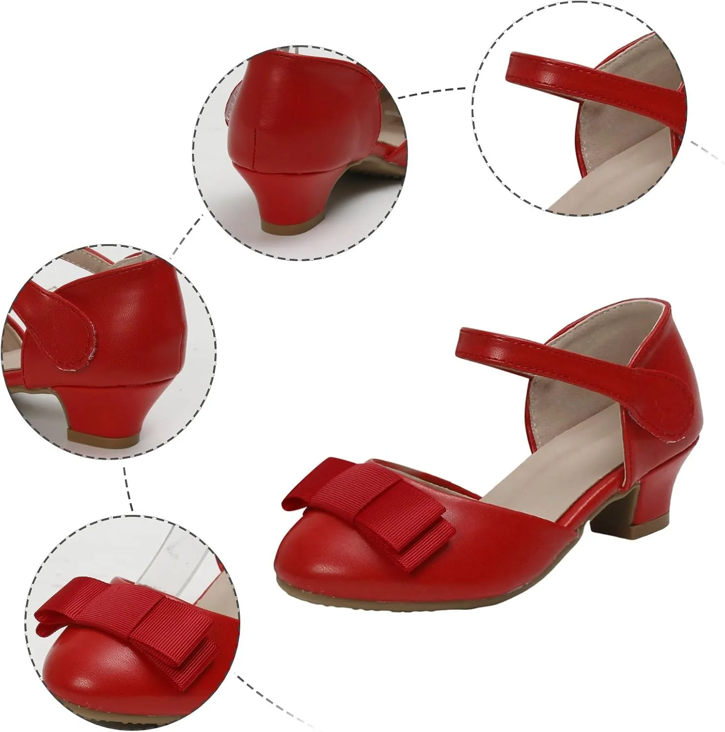 Girls Sandals Low Heel Girls Princess Shoes Little Hollow Bow Sandals Children's Dance Performance Dress High Heels