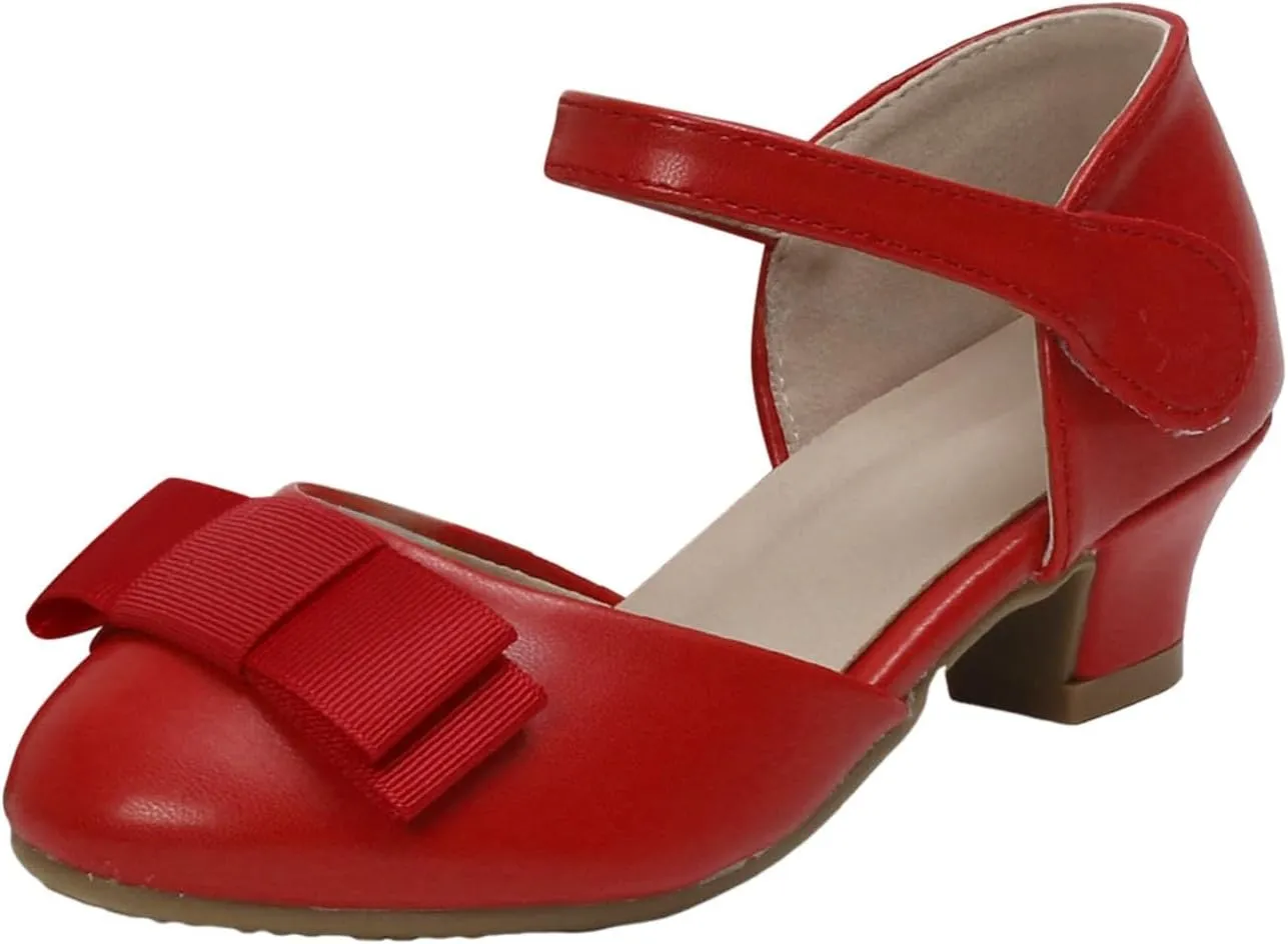 Girls Sandals Low Heel Girls Princess Shoes Little Hollow Bow Sandals Children's Dance Performance Dress High Heels