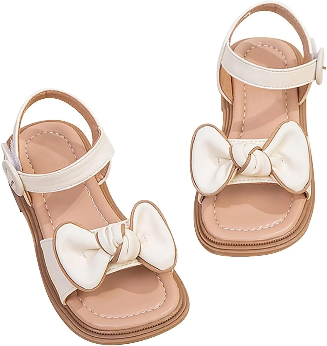 Girls Sandals Open Toe Cute Bow Princess Girls Flats Solid Color Summer Dress Shoes Sandals For Little Kid/Big Kid