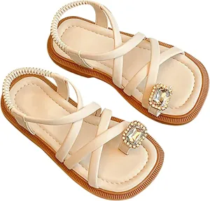 Girls Sandals Open Toe Cute No Heels Dress Sandals Strappy Design Summer Shoes Toddler/Little Kid/Big Baby Mesh