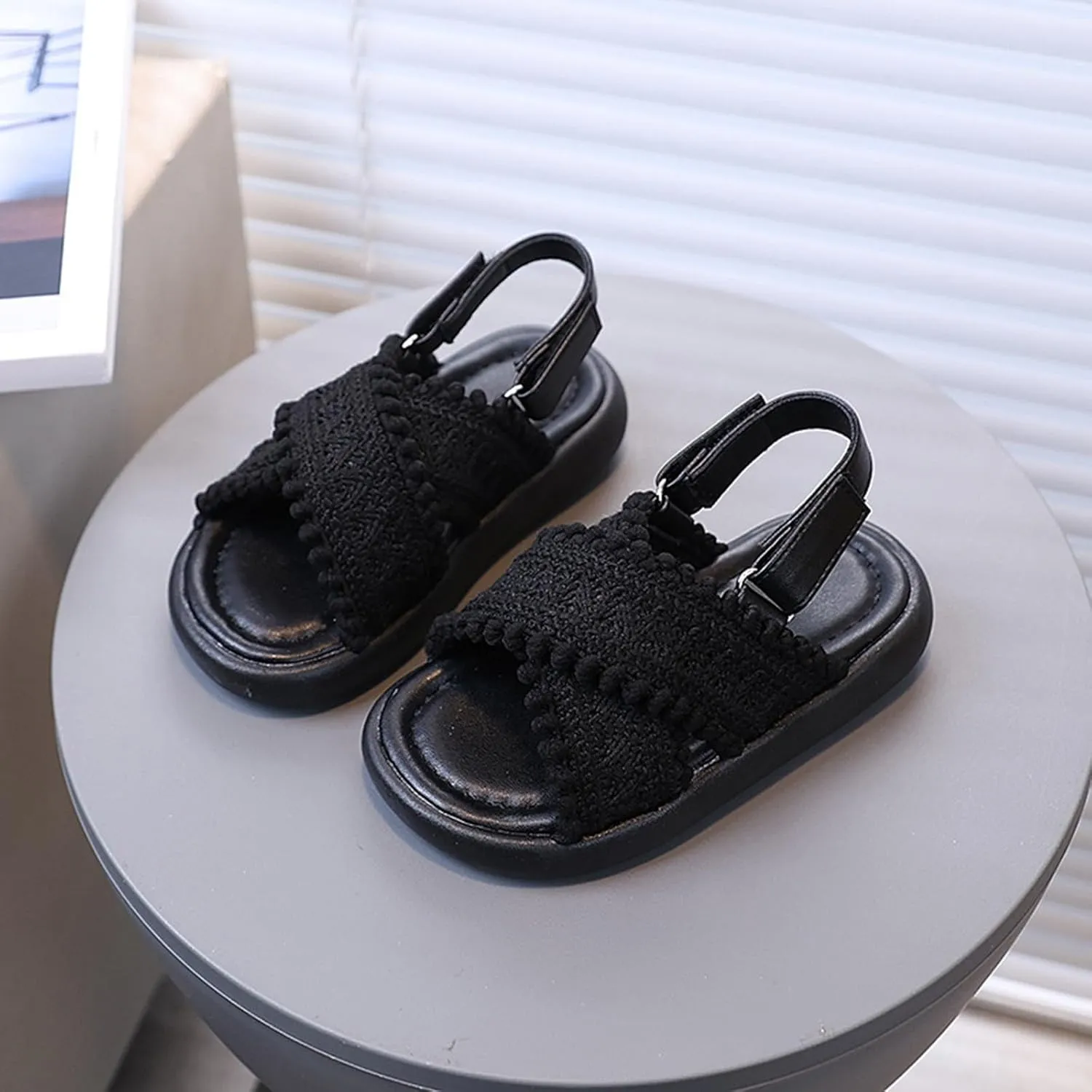 Girls Sandals Summer New Korean Edition Solid Color Open Toed Beach Shoes Girl Sandals Size 1 Girls Size 1
