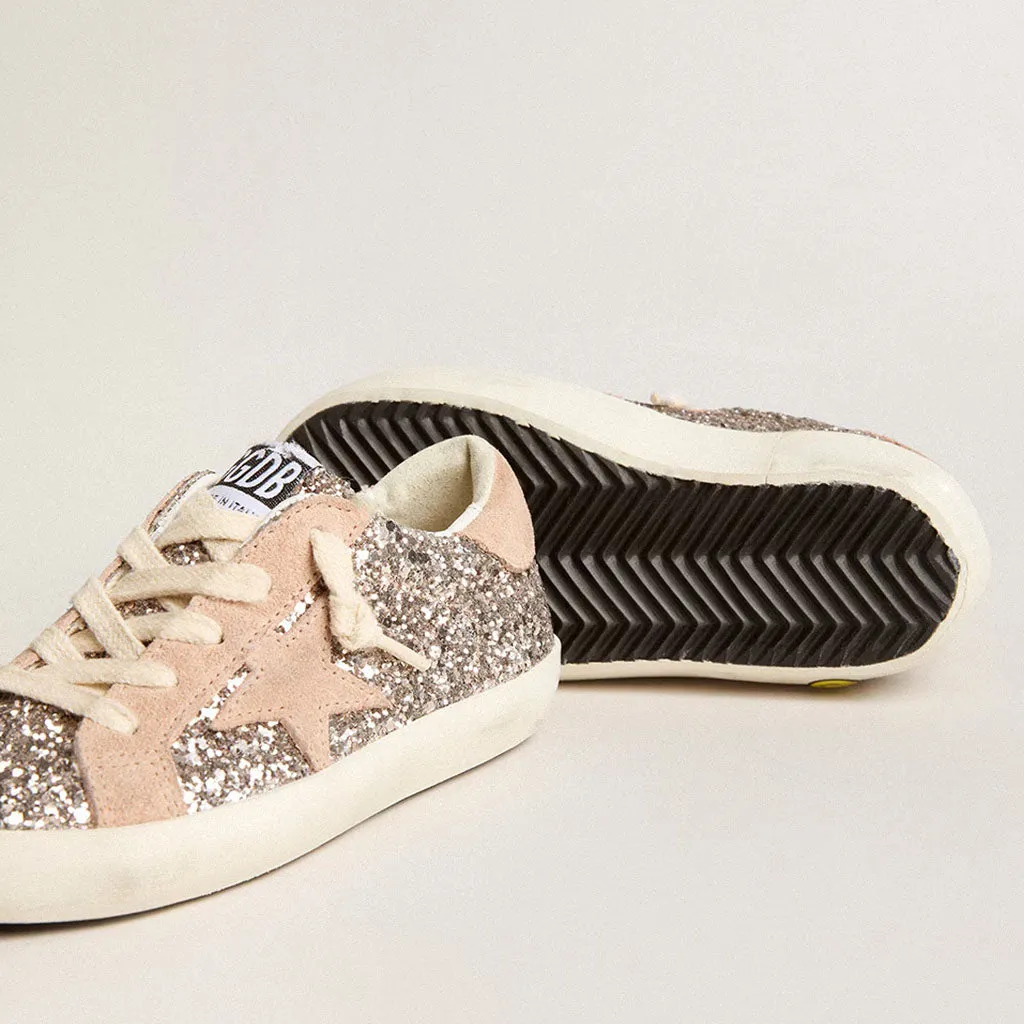 Golden Goose Super Star Glitter and Suede Star Sneakers