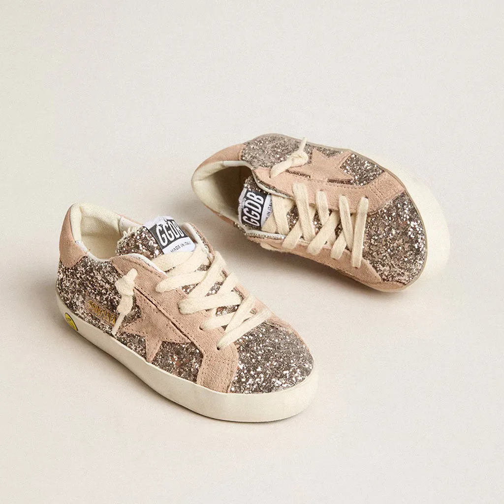 Golden Goose Super Star Glitter and Suede Star Sneakers