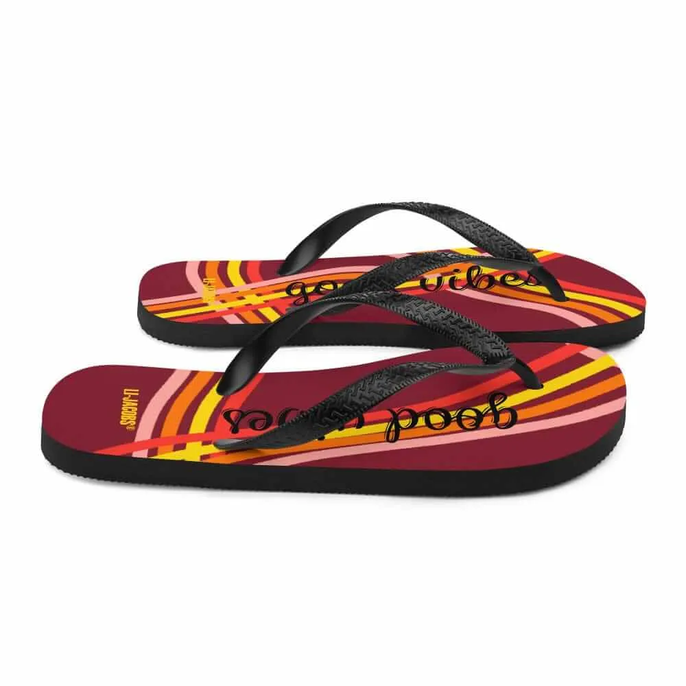 Good Vibes Waves Unisex Flip-Flops Sandals - Red