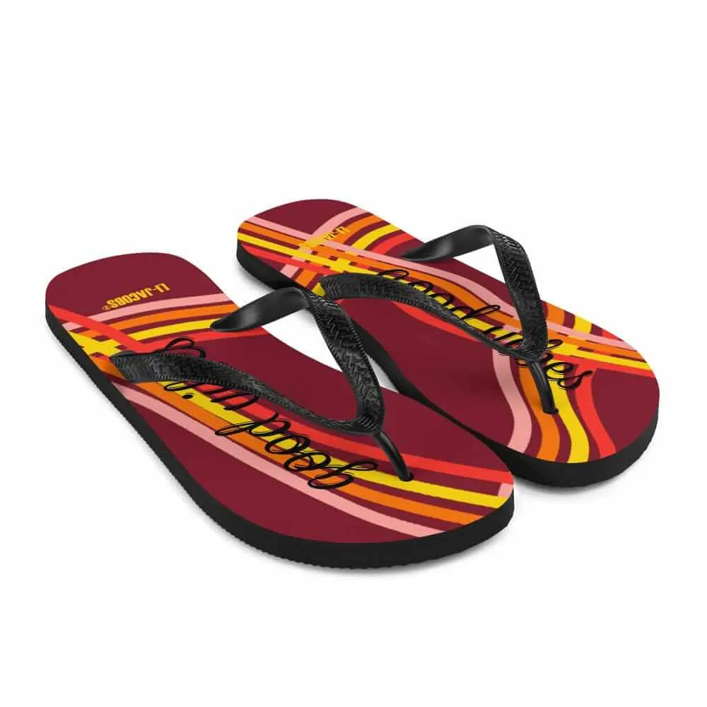 Good Vibes Waves Unisex Flip-Flops Sandals - Red