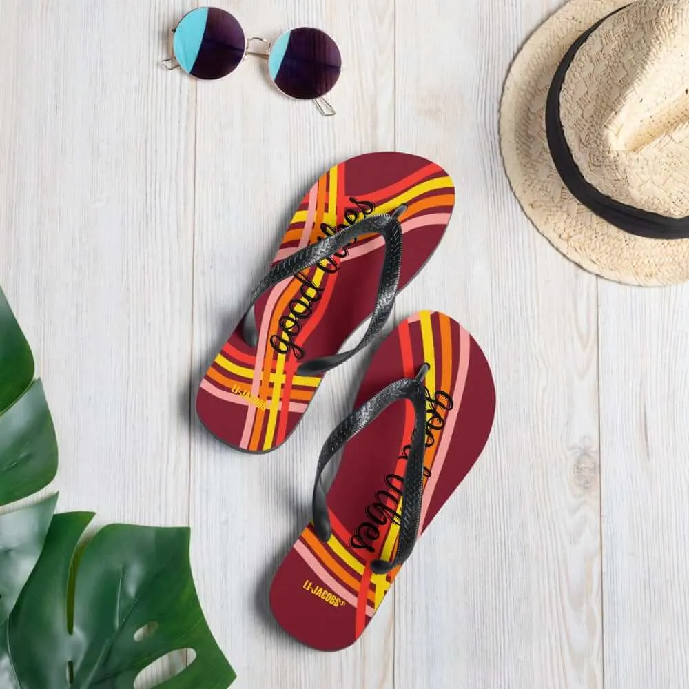 Good Vibes Waves Unisex Flip-Flops Sandals - Red