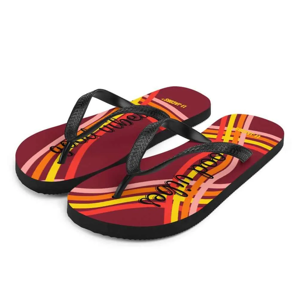 Good Vibes Waves Unisex Flip-Flops Sandals - Red