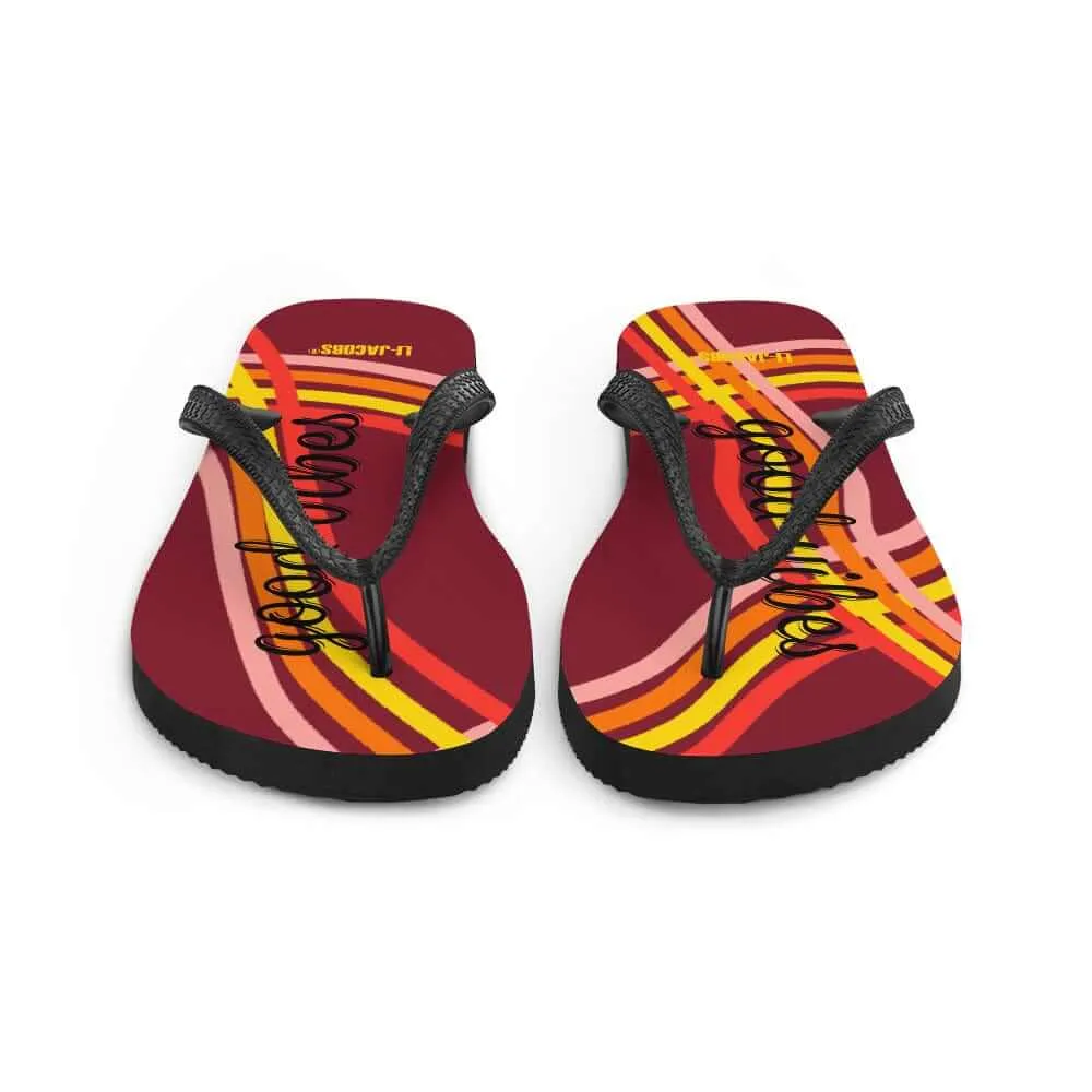 Good Vibes Waves Unisex Flip-Flops Sandals - Red