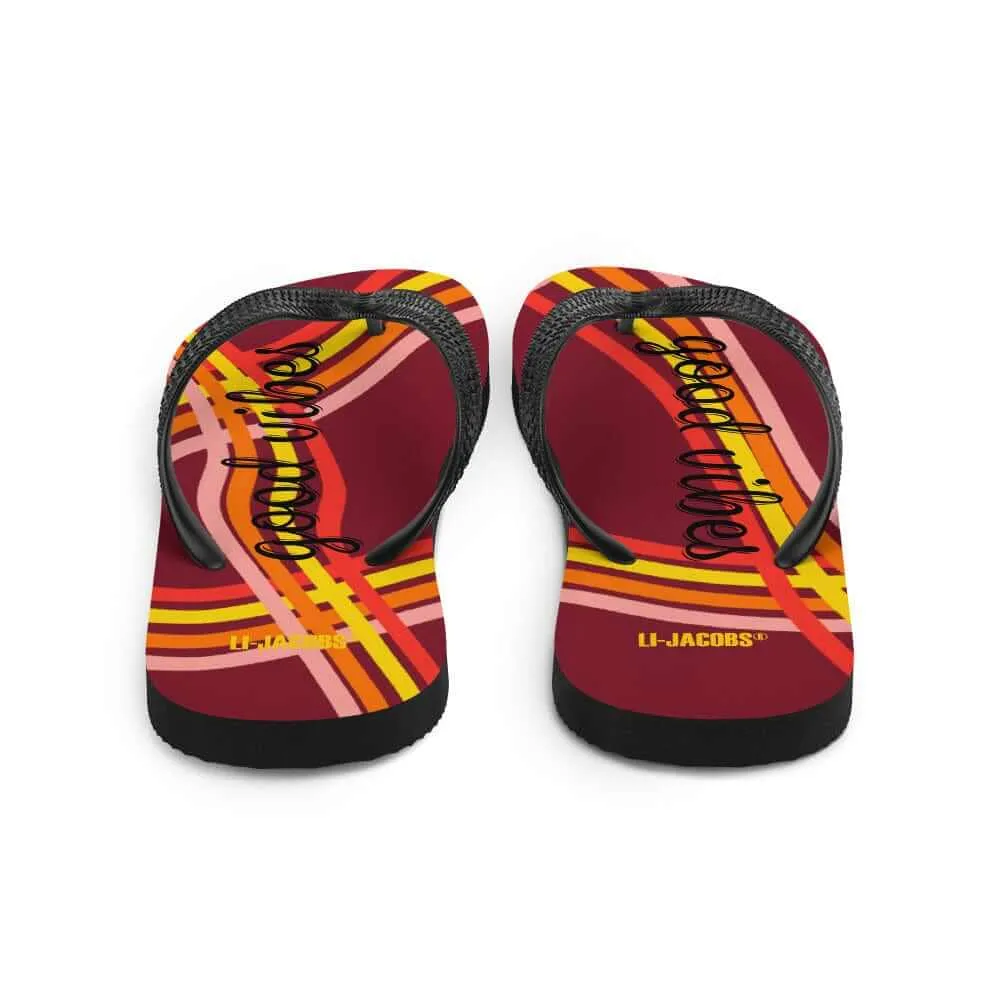 Good Vibes Waves Unisex Flip-Flops Sandals - Red