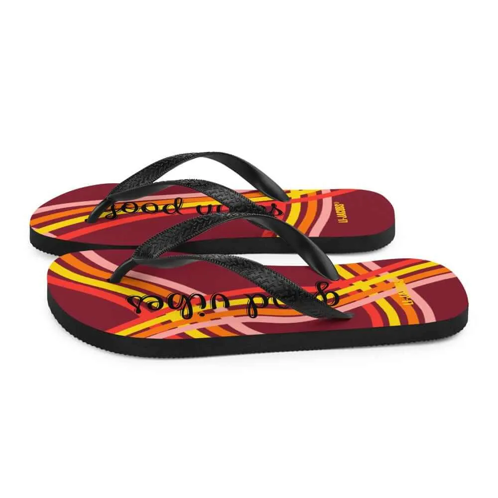 Good Vibes Waves Unisex Flip-Flops Sandals - Red