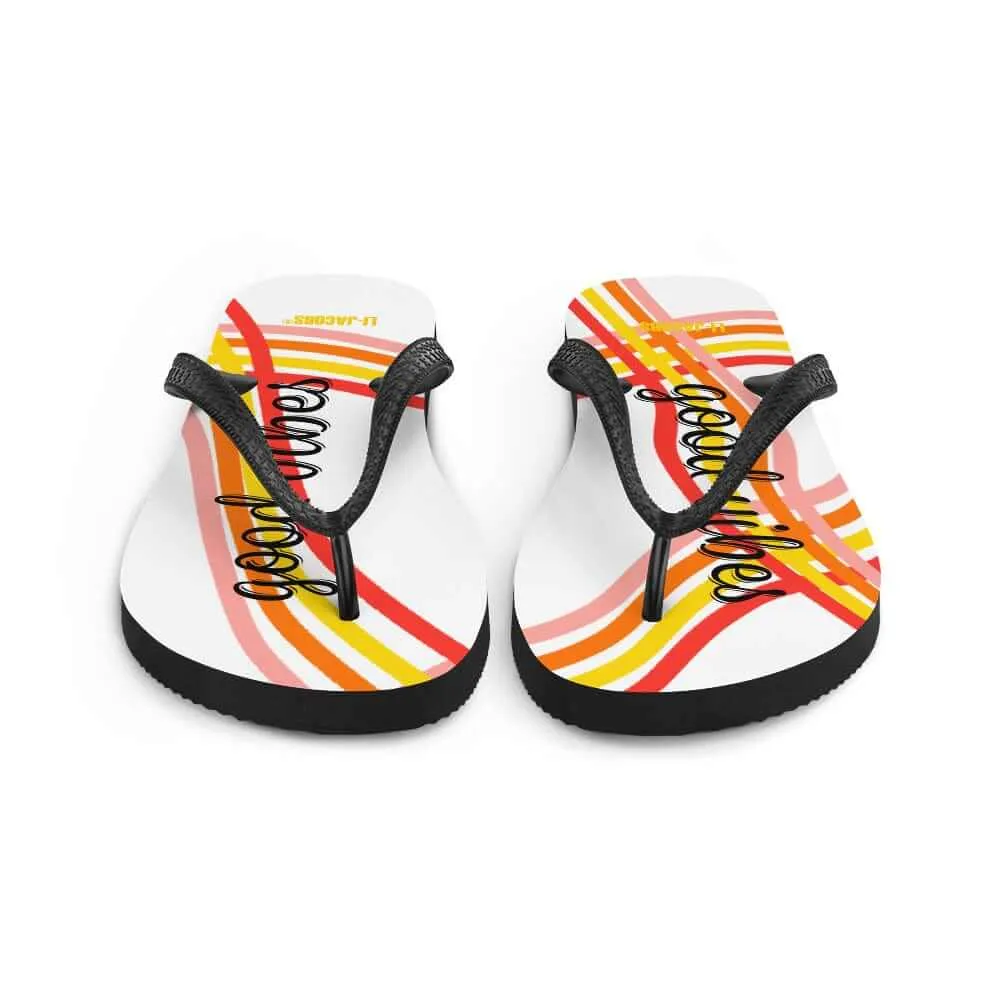 Good Vibes Waves Unisex Flip-Flops Sandals - White