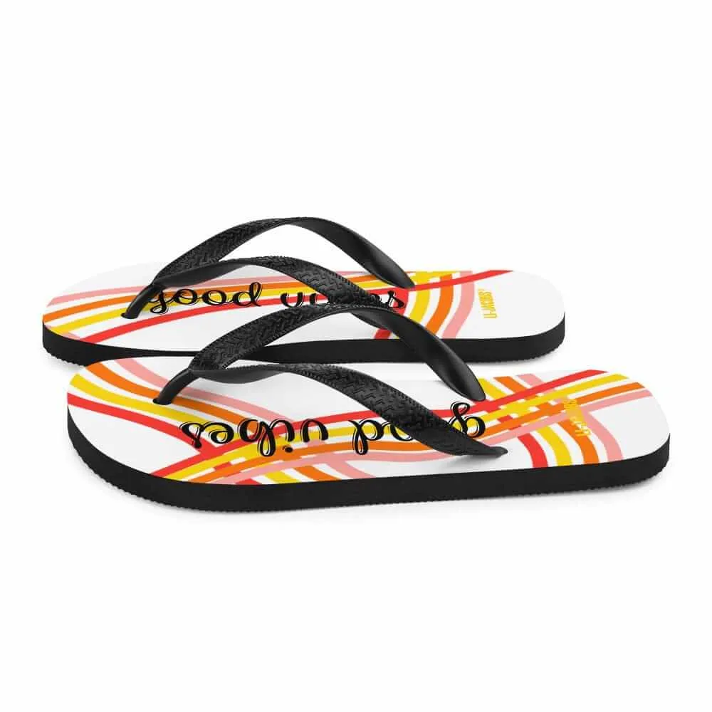 Good Vibes Waves Unisex Flip-Flops Sandals - White