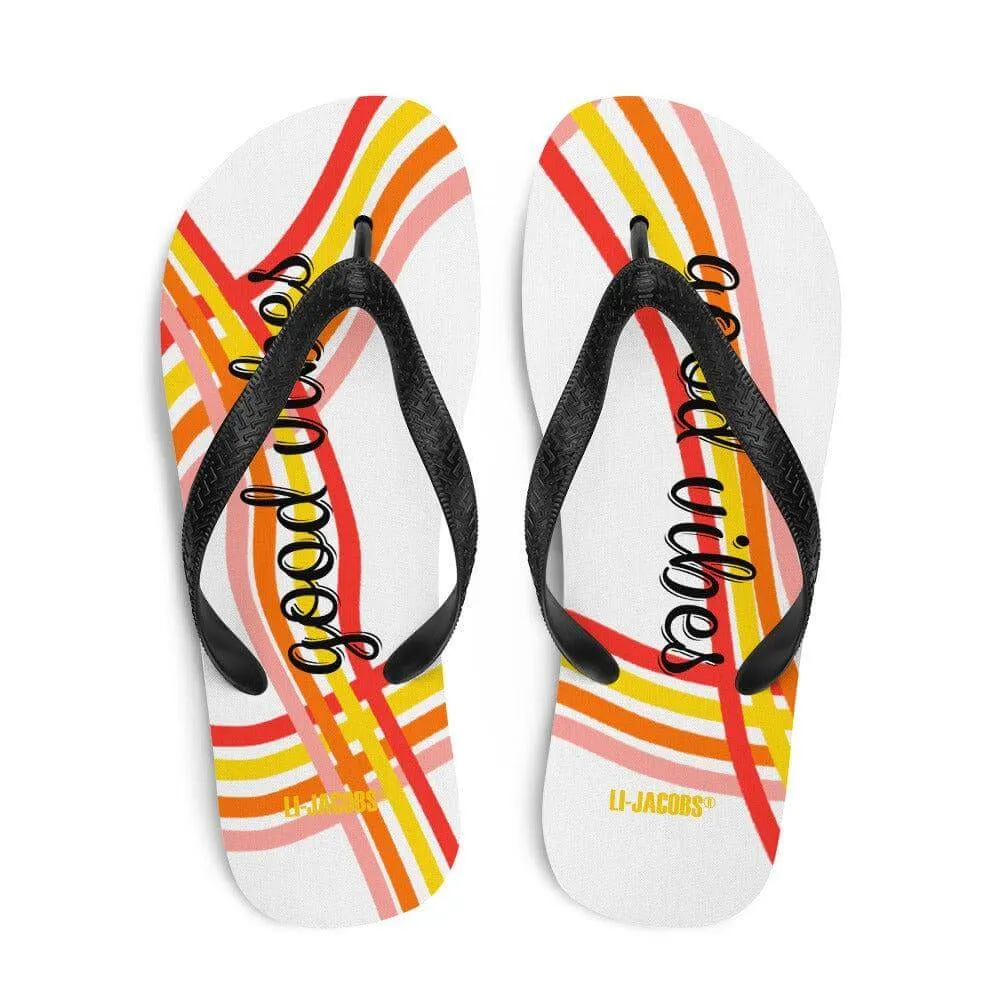 Good Vibes Waves Unisex Flip-Flops Sandals - White