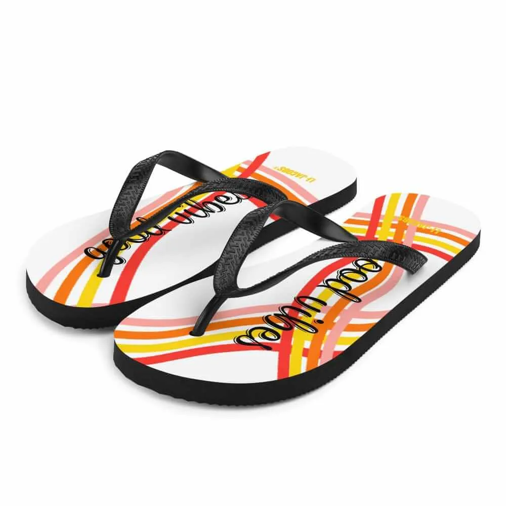 Good Vibes Waves Unisex Flip-Flops Sandals - White