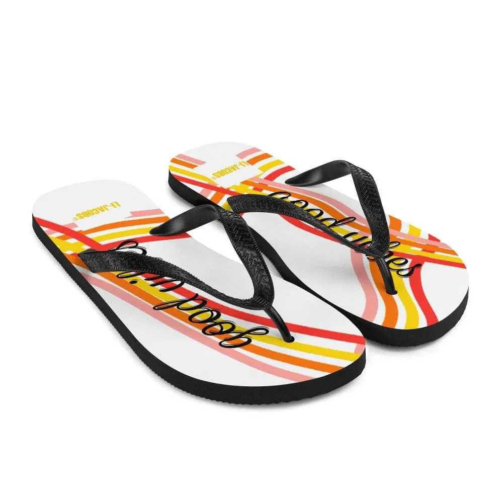 Good Vibes Waves Unisex Flip-Flops Sandals - White