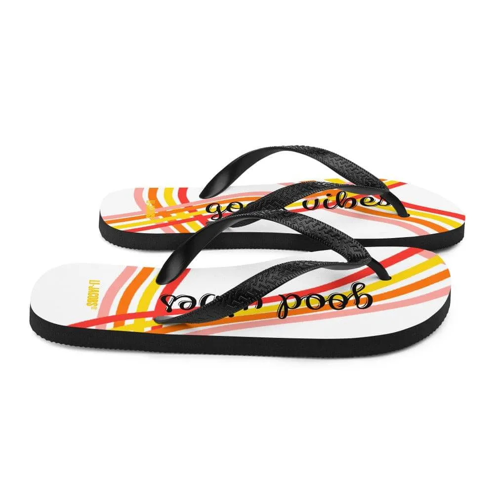 Good Vibes Waves Unisex Flip-Flops Sandals - White