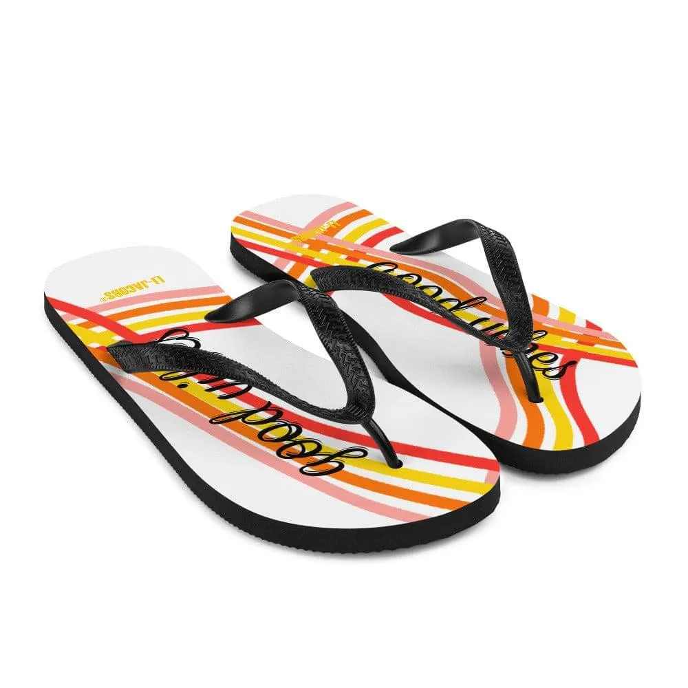 Good Vibes Waves Unisex Flip-Flops Sandals - White