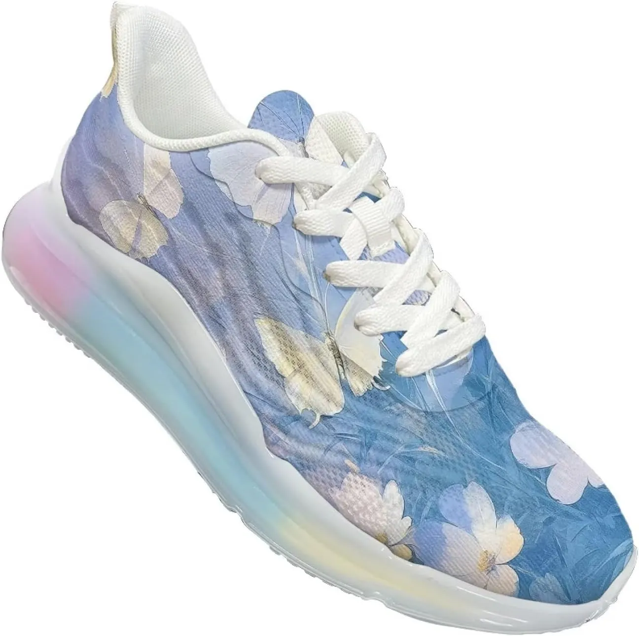 GOSTONG Womens Walking Shoes Elastic Lace Up Running Sneakers Air Cushion Soft Non Slip Sneakers for Outdoor Athletic US 6-11