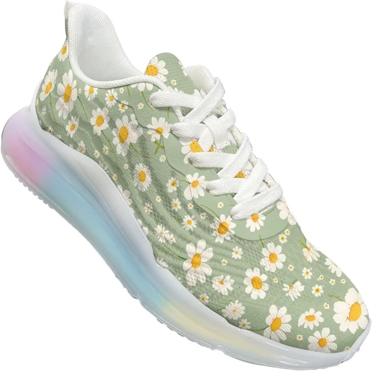GOSTONG Womens Walking Shoes Elastic Lace Up Running Sneakers Air Cushion Soft Non Slip Sneakers for Outdoor Athletic US 6-11