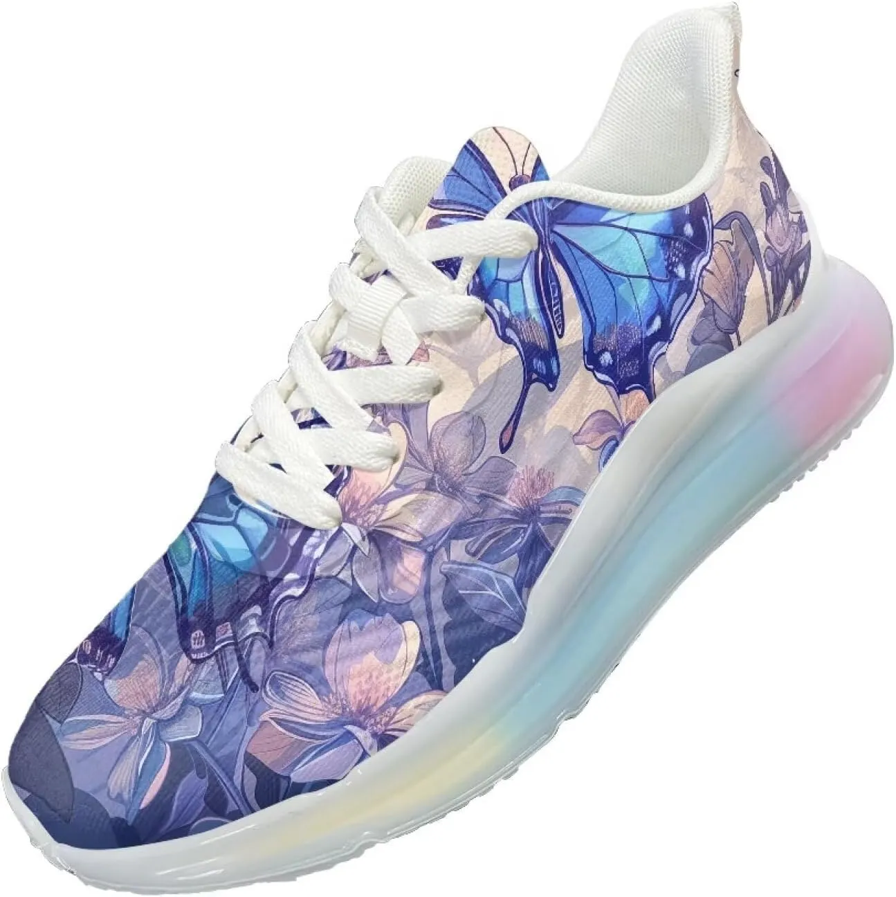 GOSTONG Womens Walking Shoes Elastic Lace Up Running Sneakers Air Cushion Soft Non Slip Sneakers for Outdoor Athletic US 6-11