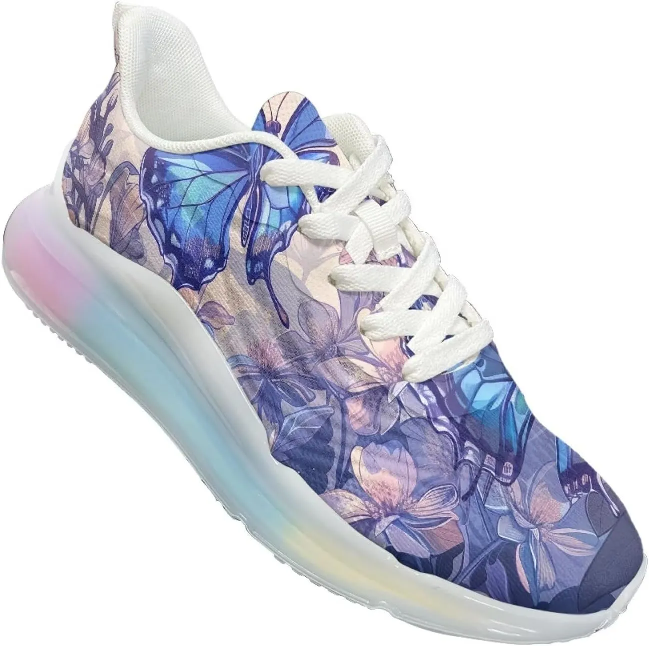 GOSTONG Womens Walking Shoes Elastic Lace Up Running Sneakers Air Cushion Soft Non Slip Sneakers for Outdoor Athletic US 6-11