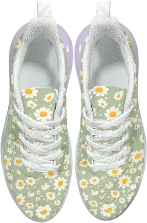 GOSTONG Womens Walking Shoes Elastic Lace Up Running Sneakers Air Cushion Soft Non Slip Sneakers for Outdoor Athletic US 6-11