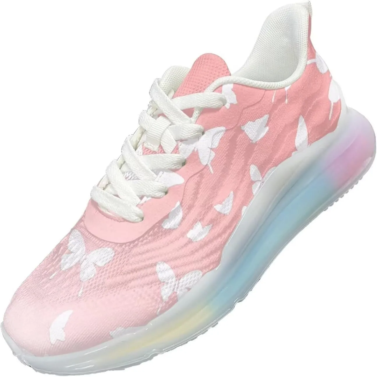 GOSTONG Womens Walking Shoes Elastic Lace Up Running Sneakers Air Cushion Soft Non Slip Sneakers for Outdoor Athletic US 6-11