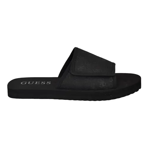 Guess Men's HARTZ Slide Sandal, Black Logo Multi 001, 8