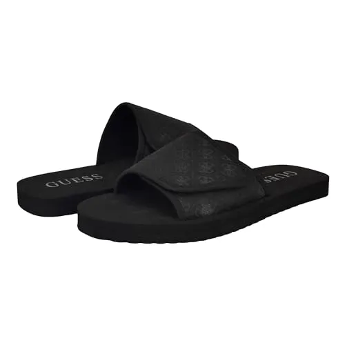 Guess Men's HARTZ Slide Sandal, Black Logo Multi 001, 8