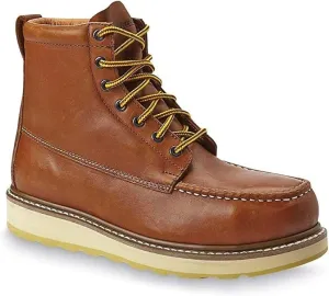 HANDPOINT Work Boots For Men Steel Toe  SURETRACK Men's 6" Leather Slip Resistant Durability Breathable Work Shoes  84992,Brown