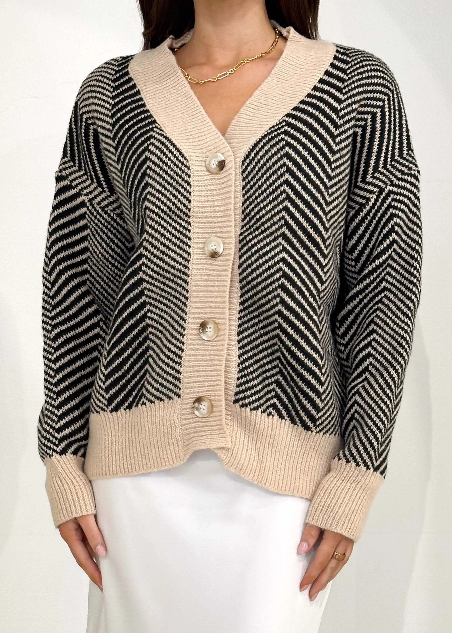 Heirloom Cardigan - Black Aztec