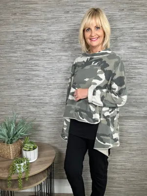 Jan Boat Neck High Low Top Camouflage