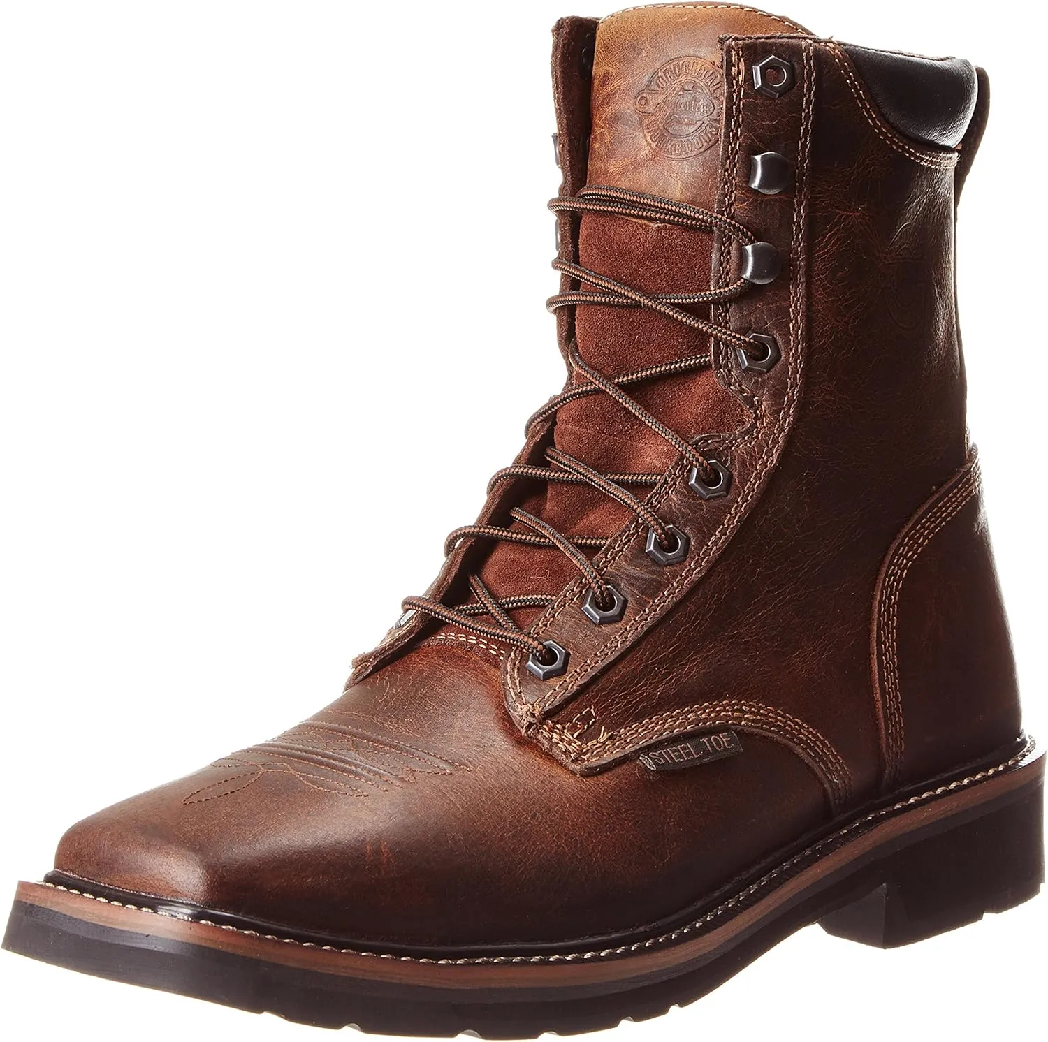 Justin Original Work Mens Rugged Tan Steel Toe Lace Up Work Boots Tan 10 D