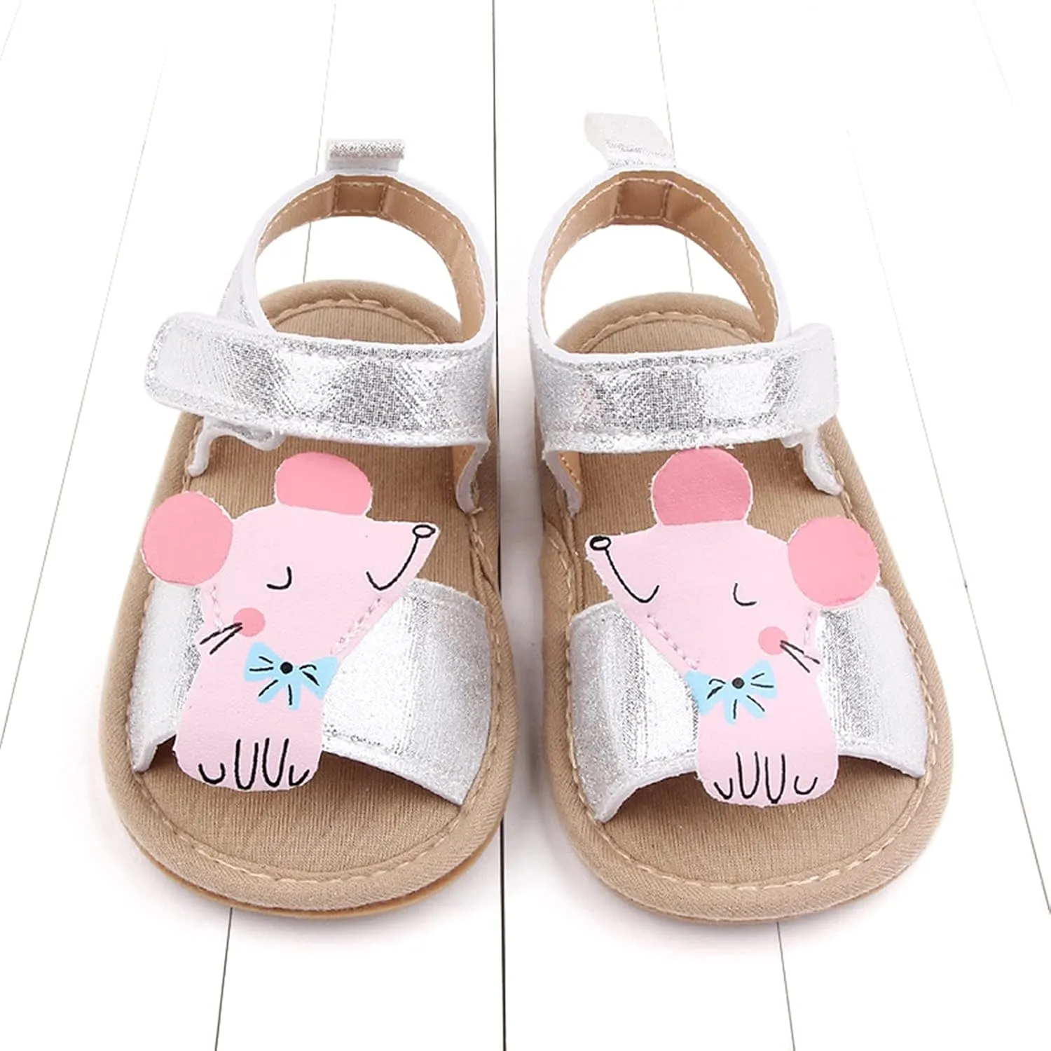 Kids Flat Wide Sandals Open Toe Cute Animal Pattern Non Slip Shoes Baby Girls Dress Beach Pool Rubber Sole Sandals Comfy