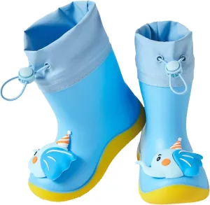Kids Rain Boots, Toddler Rainboots Waterproof Rubber Kids Rain Shoes for Baby Girls Boys with Fun Baby Girl Shoes