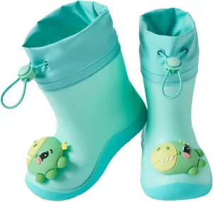 Kids Rain Boots, Toddler Rainboots Waterproof Rubber Kids Rain Shoes for Baby Girls Boys with Fun Baby Girl Shoes