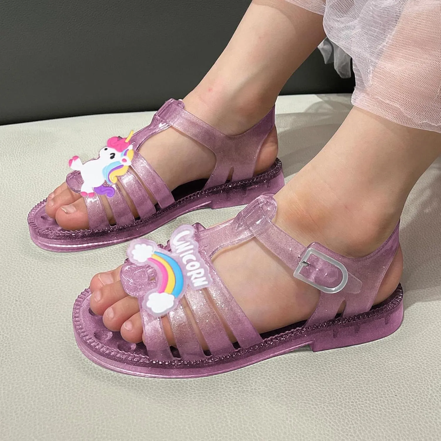 Kids Sandals Boys Girls Slide Summer Girls Sandals Jelly Cloth Flower Fashion Children Open Toe Beach Shoes Flower Girl Shoes