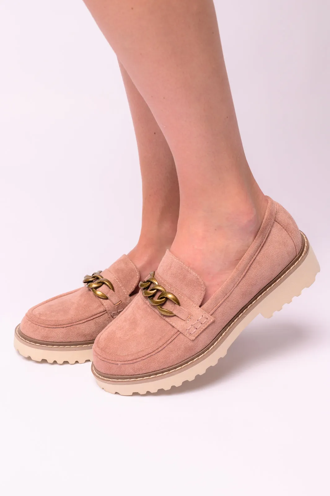 Literally Loafers | Blush Faux Suede