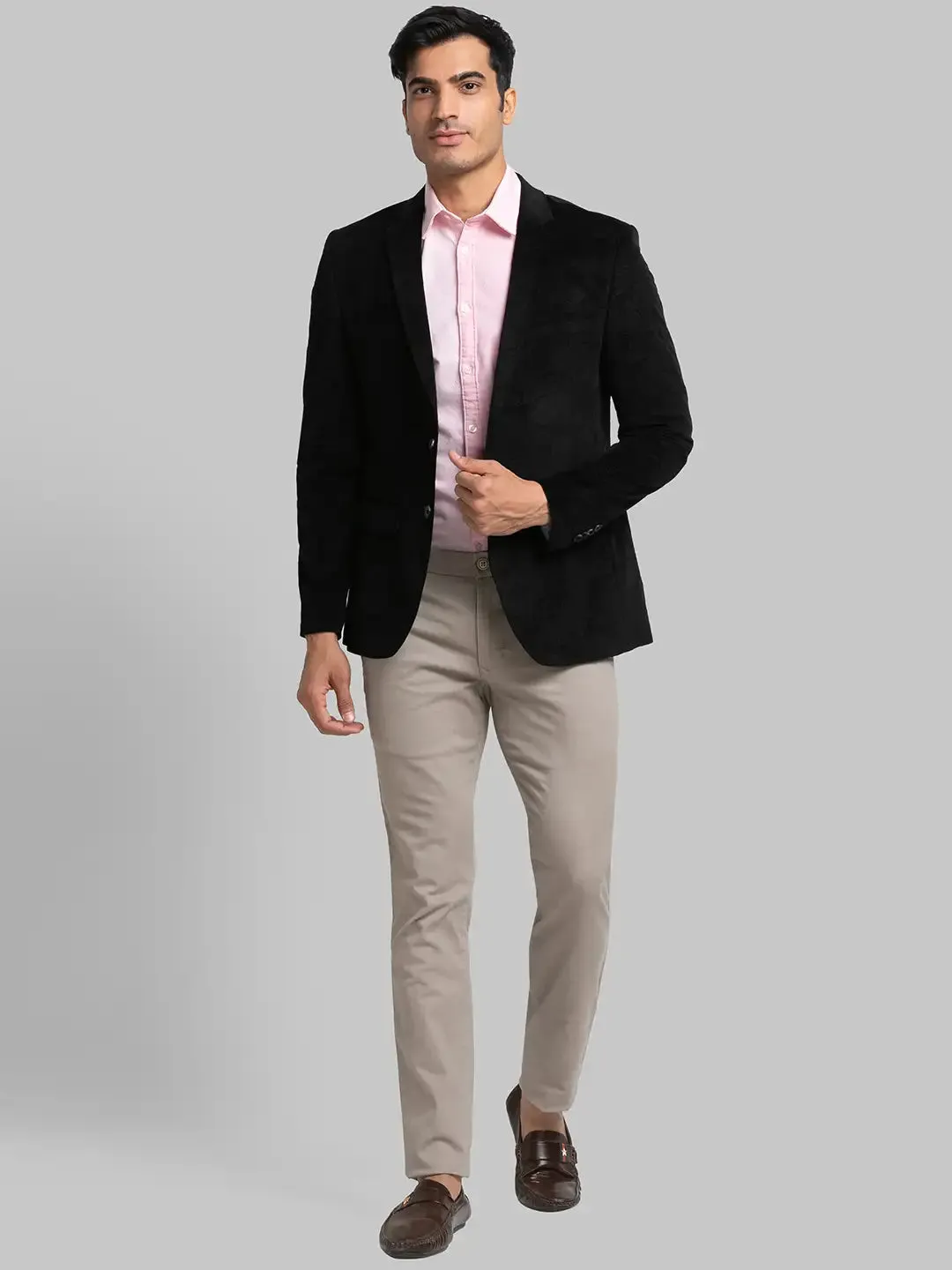 Men Black Urban Fit Print Terylene Jackets