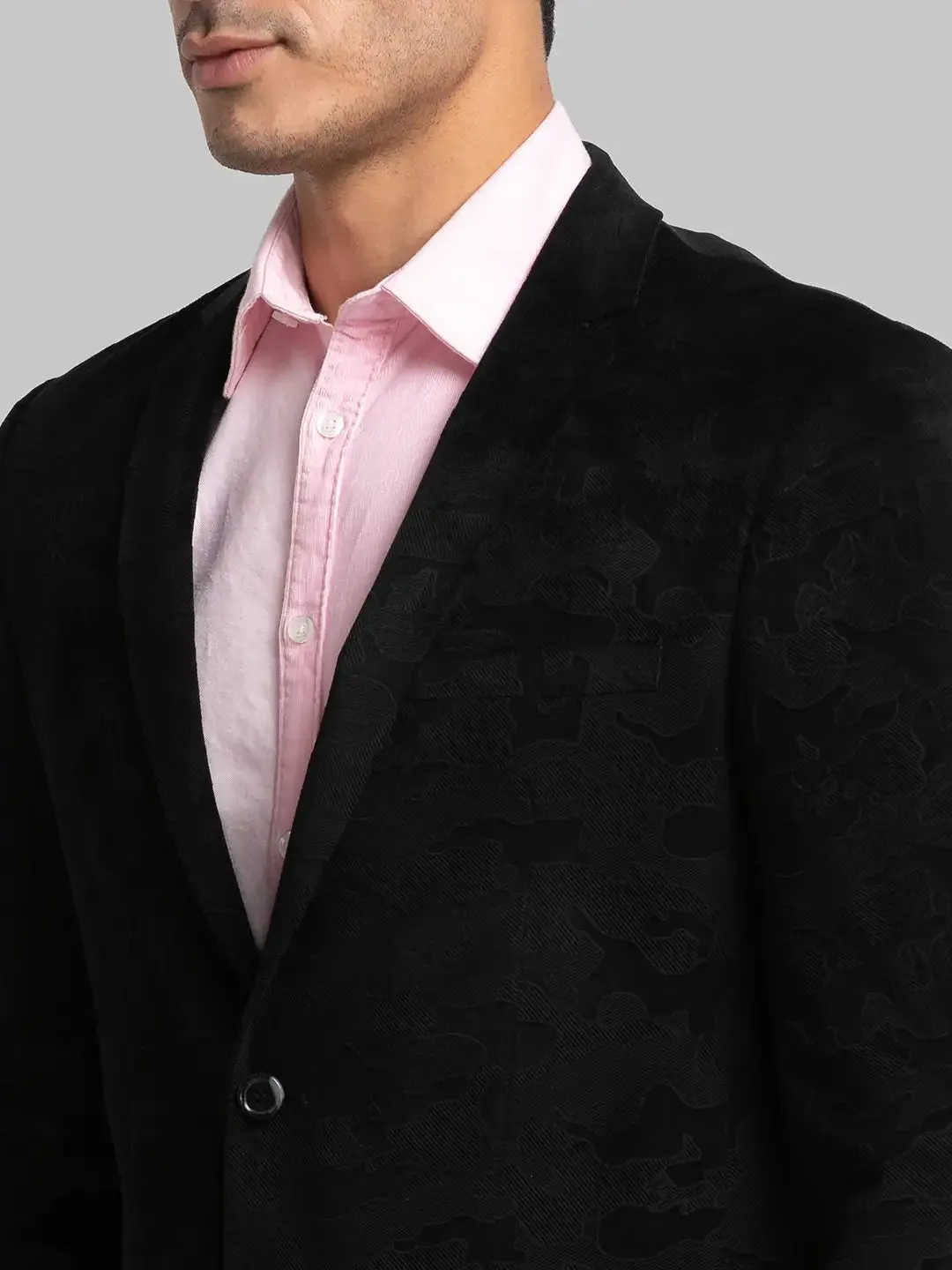 Men Black Urban Fit Print Terylene Jackets