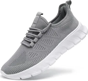 Men Tennis Shoes Running - Gym Sneakers Shoes Walking Workout Non Slip Athletic Slip on Breathable Mesh Comfortable Lightweight Casual Sports Light Gray 11