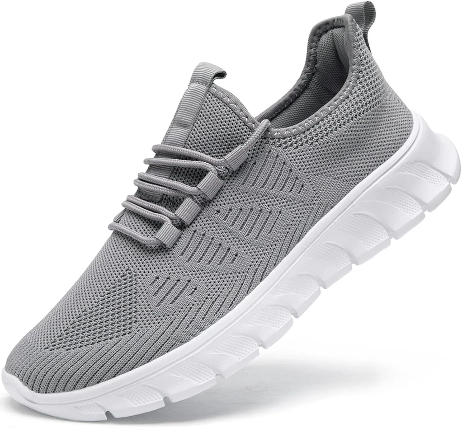 Men Tennis Shoes Running - Gym Sneakers Shoes Walking Workout Non Slip Athletic Slip on Breathable Mesh Comfortable Lightweight Casual Sports Light Gray 6.5