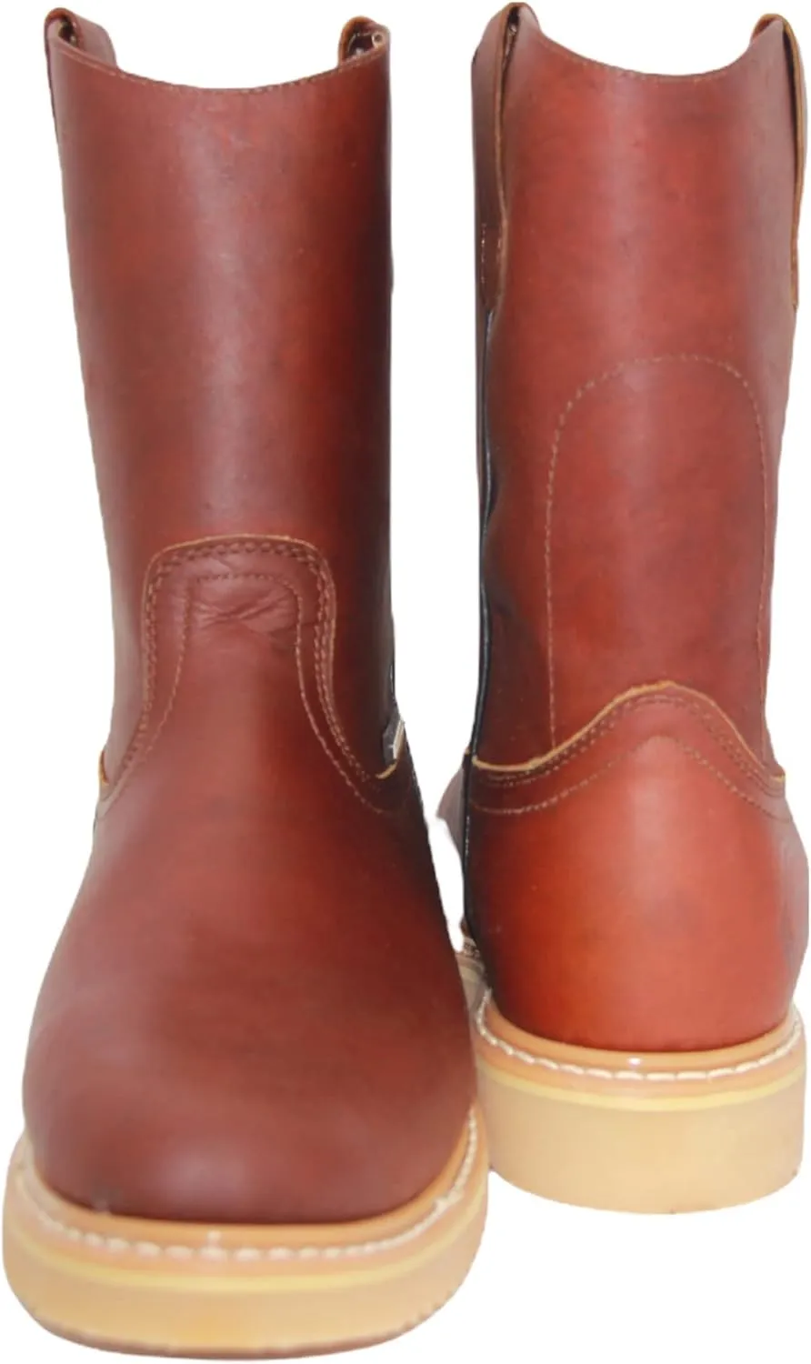 Men's 9" Pull-On Leather Soft Toe Work Boot Brown