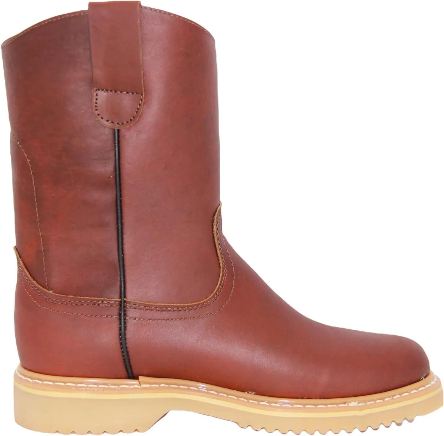 Men's 9" Pull-On Leather Soft Toe Work Boot Brown