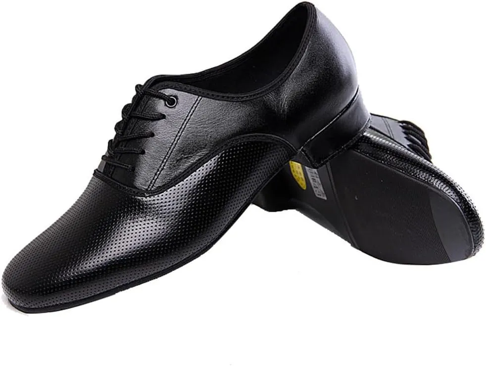Men's Ballroom Dance Shoes Leather Salsa Tango Waltz Smooth Swing Dance Shoe 1 Inch Heel Practice Teaching Shoes
