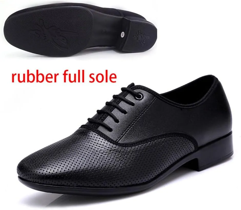 Men's Ballroom Dance Shoes Leather Salsa Tango Waltz Smooth Swing Dance Shoe 1 Inch Heel Practice Teaching Shoes